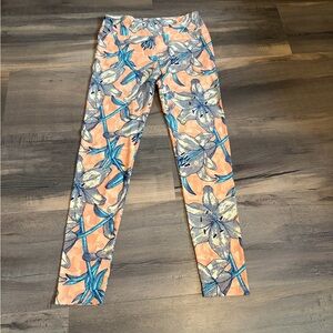 Womens LuLaRoe Peach and Navy Floral Leggings *No Size Tag*